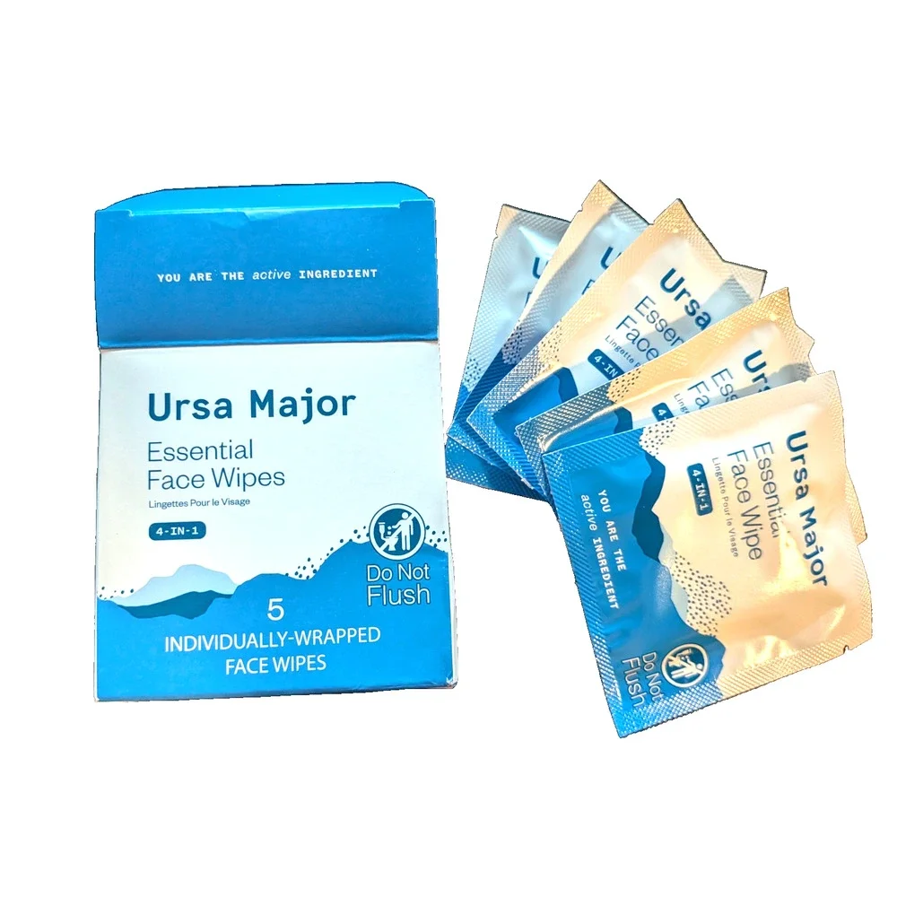 Ursa Major Essential Face Wipes 4-in-1 Facial Cleansing Wipes (15 total wipes)